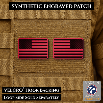 Mini Tactical Synthetic American Flag Patch - Set of 2 | Made in USA | VELCRO® Brand Hook Backing - LoneStar Adhesive