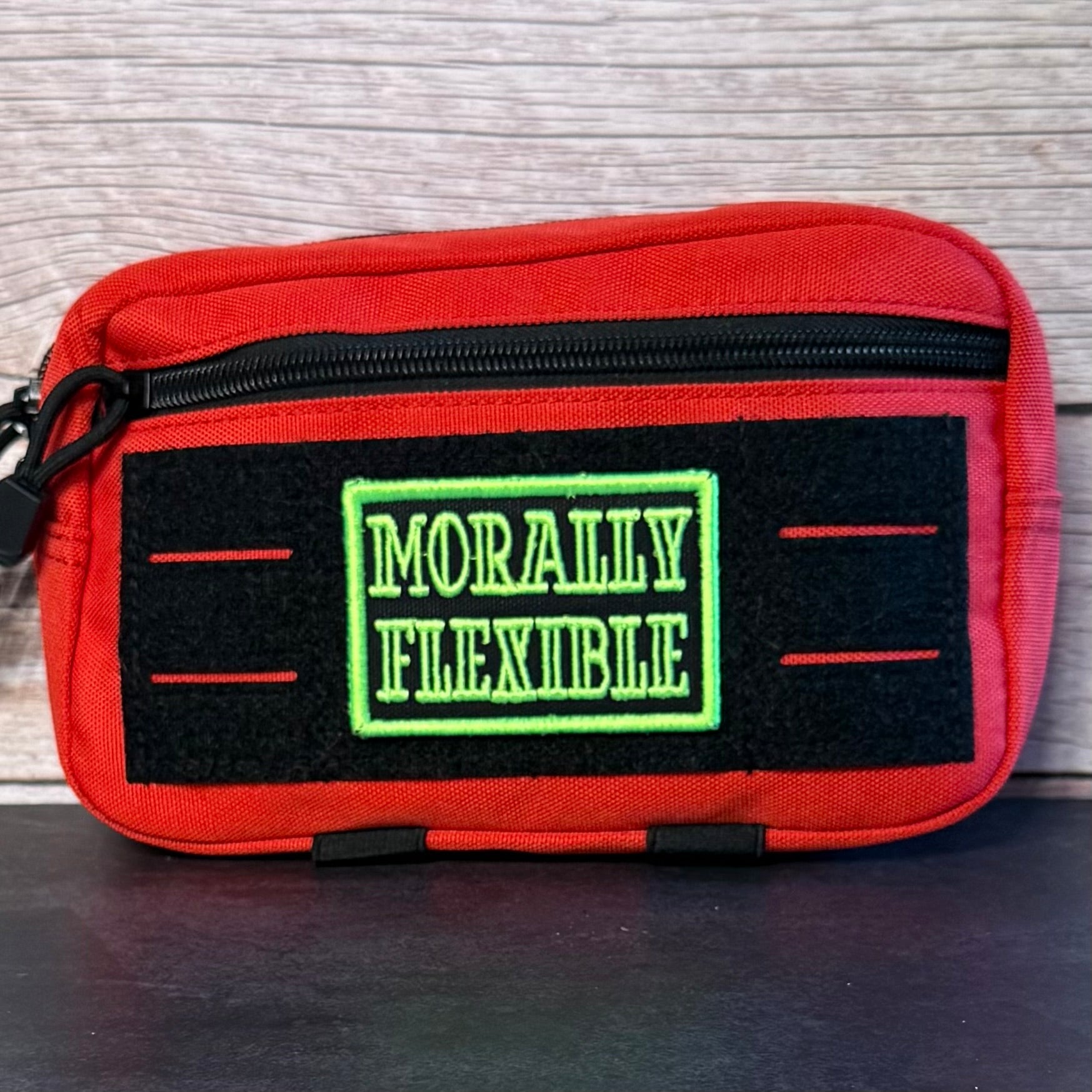 Morally Flexible Funny Morale Patch, 2x3" | Made in USA | VELCRO® Brand Hook Backing - LoneStar Adhesive