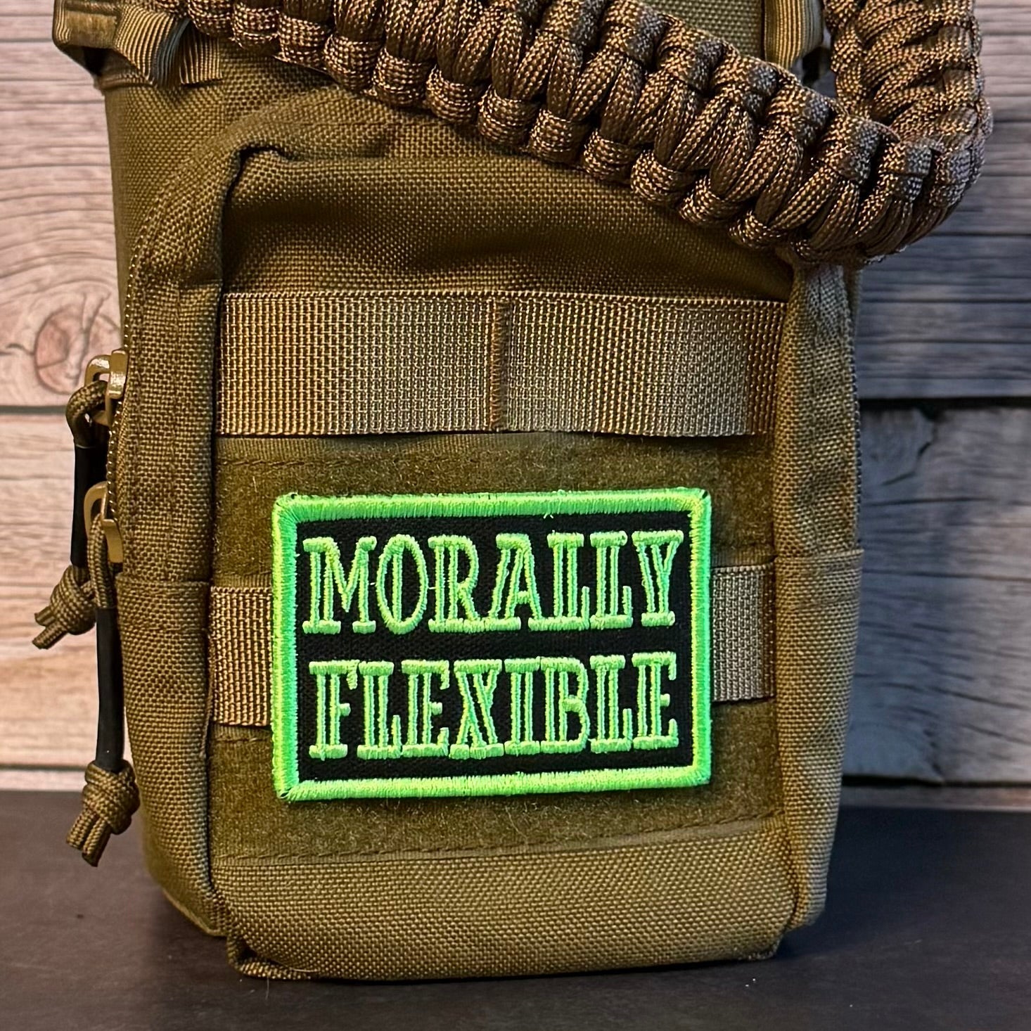 Morally Flexible Funny Morale Patch, 2x3" | Made in USA | VELCRO® Brand Hook Backing - LoneStar Adhesive