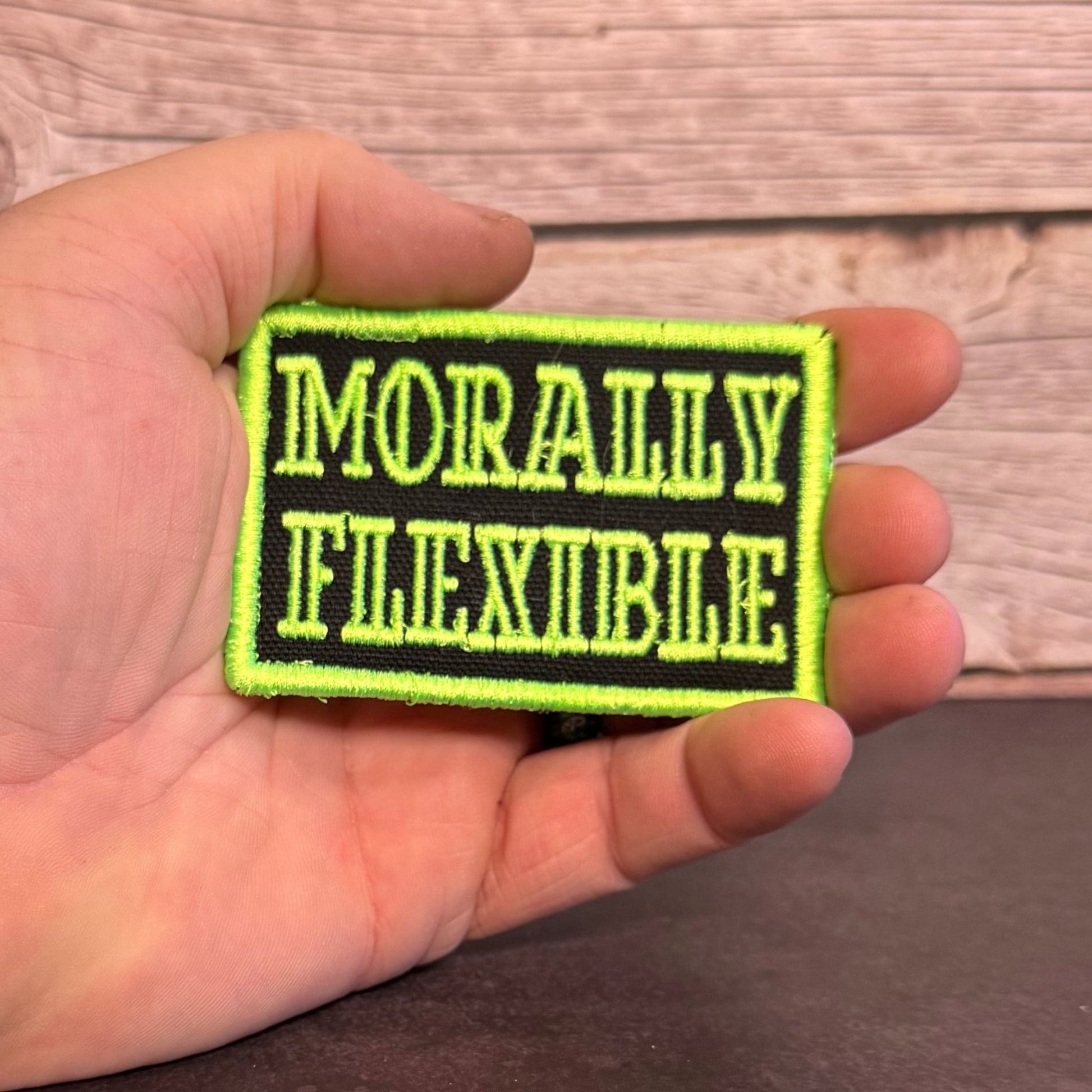 Morally Flexible Funny Morale Patch | Made in USA | VELCRO® Brand Hook Backing - LoneStar Adhesive