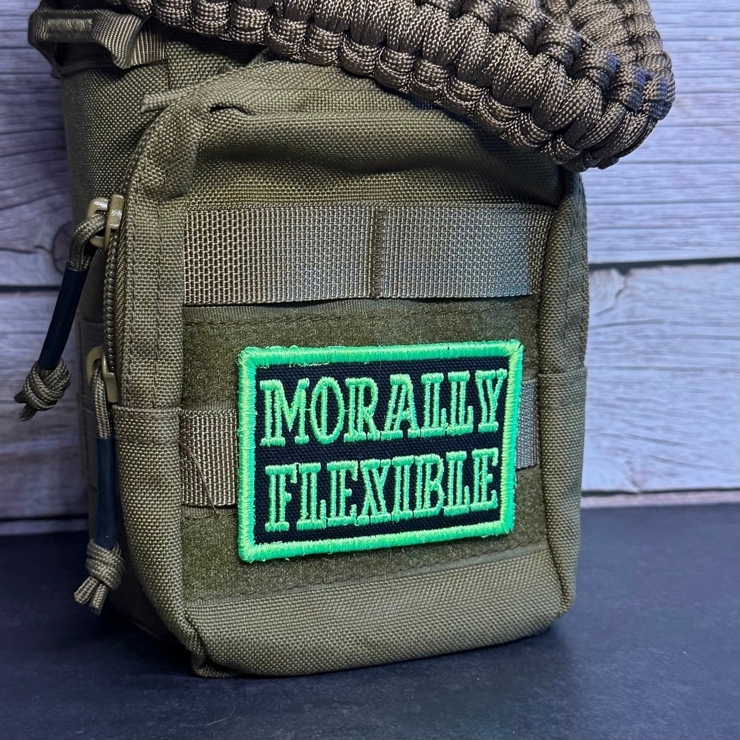 Morally Flexible Funny Morale Patch | Made in USA | VELCRO® Brand Hook Backing - LoneStar Adhesive