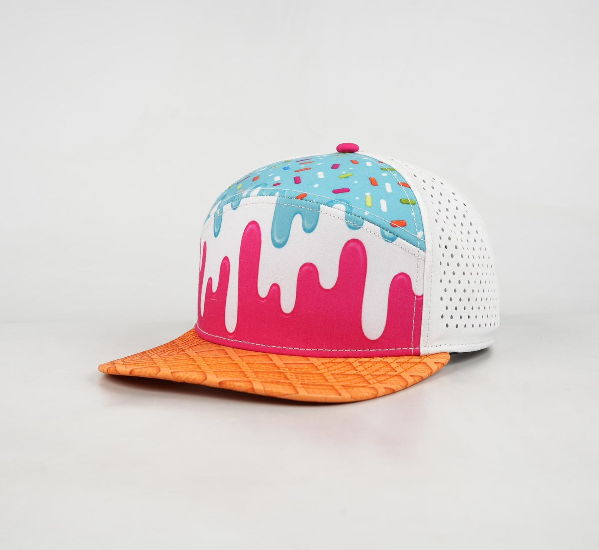 Multicolor, Aqua & Pink Sweet Treat Flat Bill Snapback – White Back - #LoneStar Adhesive#