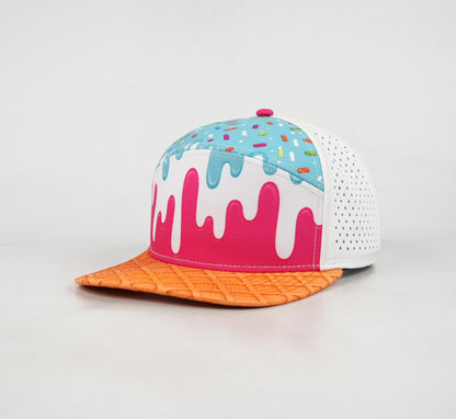 Multicolor, Aqua & Pink Sweet Treat Flat Bill Snapback – White Back - #LoneStar Adhesive#