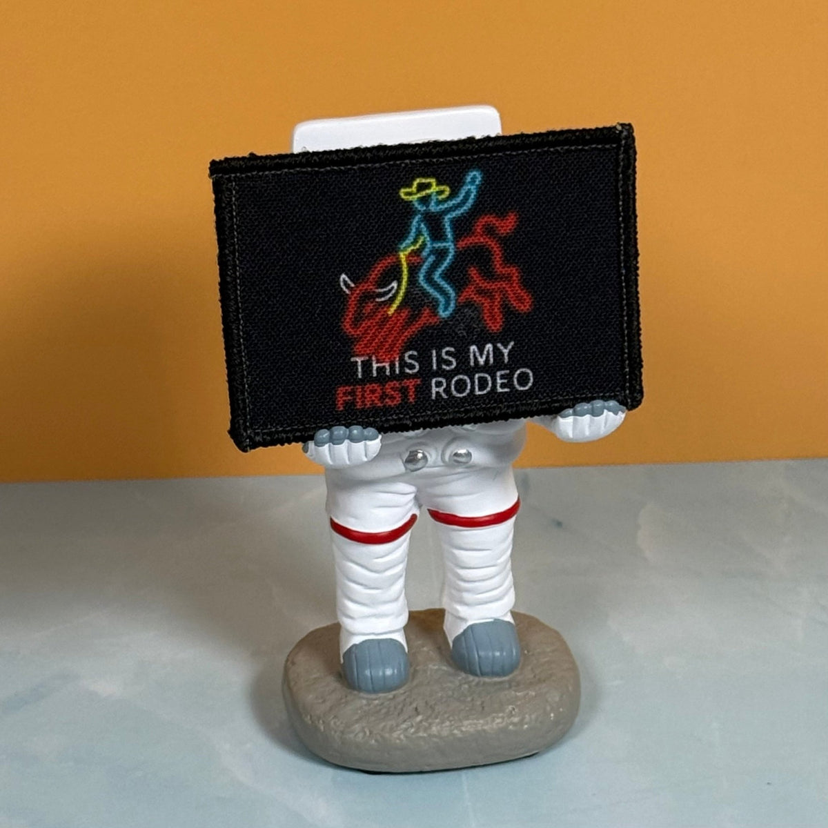 My First Rodeo Funny Morale Patch, 2x3" | Made in USA | VELCRO® Brand Hook Backing - LoneStar Adhesive