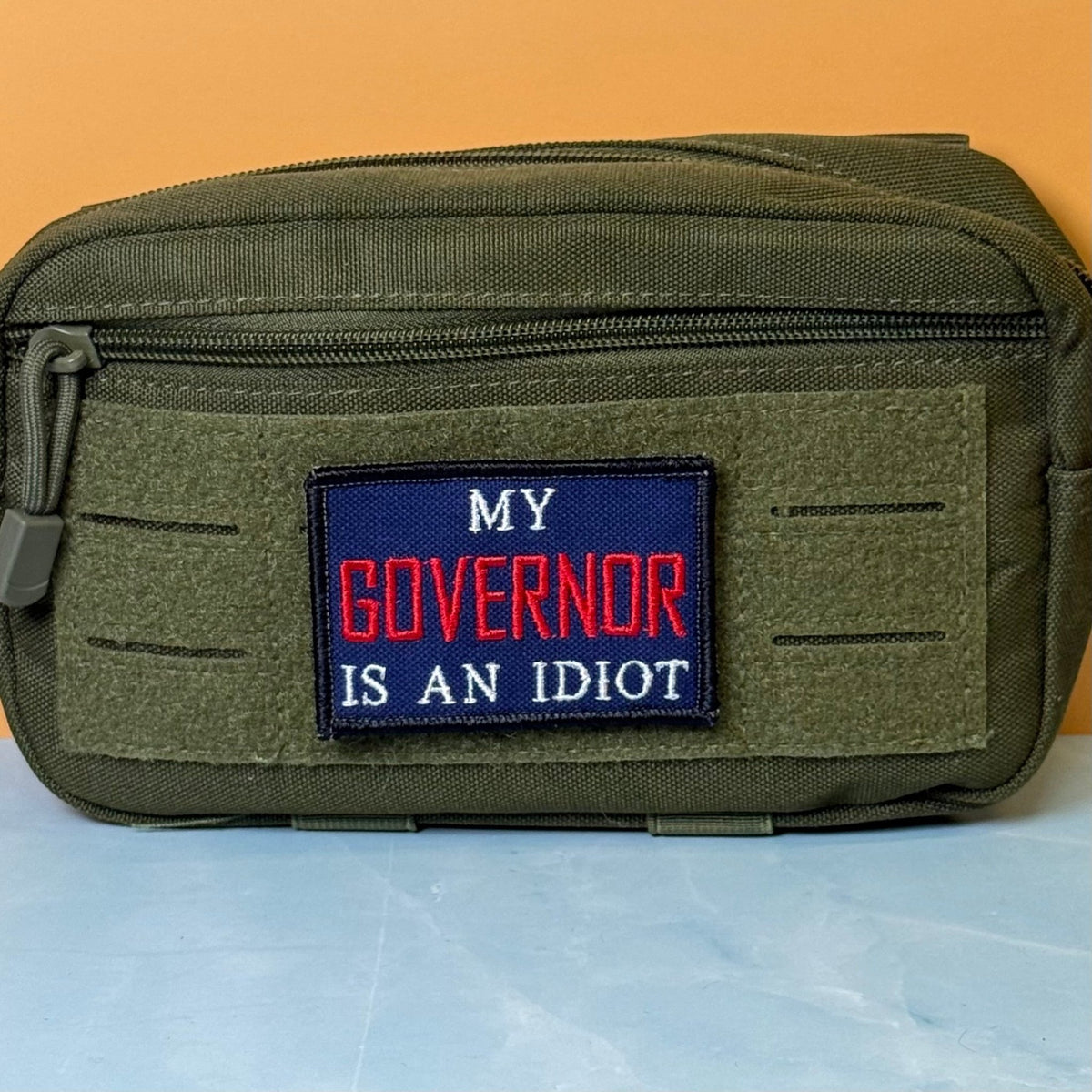 My Governor Is An Idiot Funny Morale Patch, 2x3" | Made in USA | VELCRO® Brand Hook Backing - #LoneStar Adhesive#