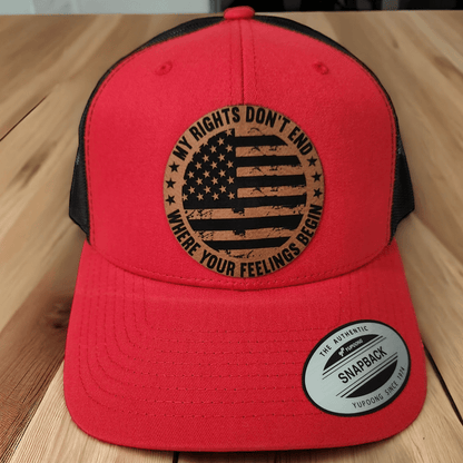 My Rights Don't End Where Your Feelings Begin Leather Patch Trucker Hat - #LoneStar Adhesive#