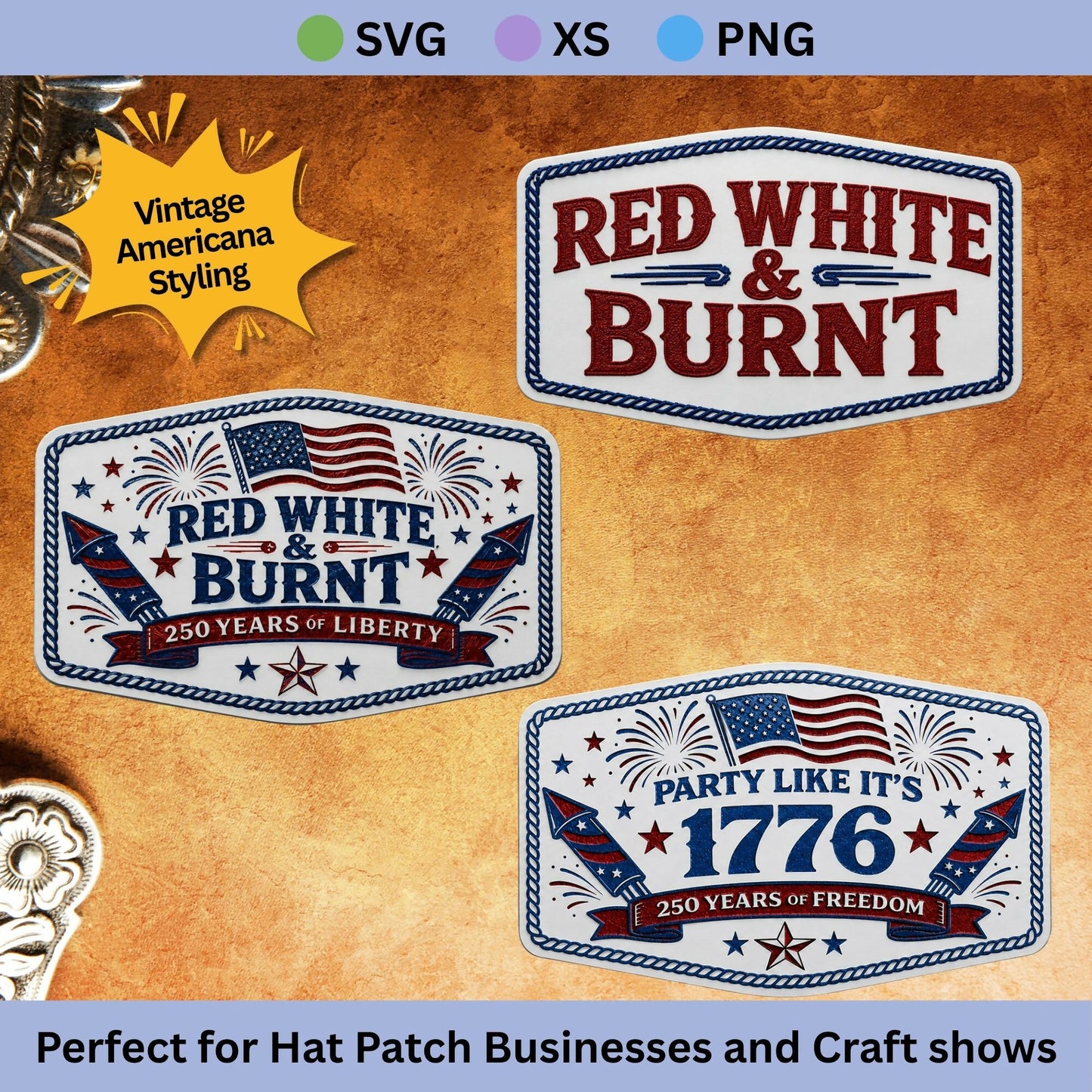 Summer Freedom Color Collection | Tri-Color Acrylic Patriotic Patch SVG Files