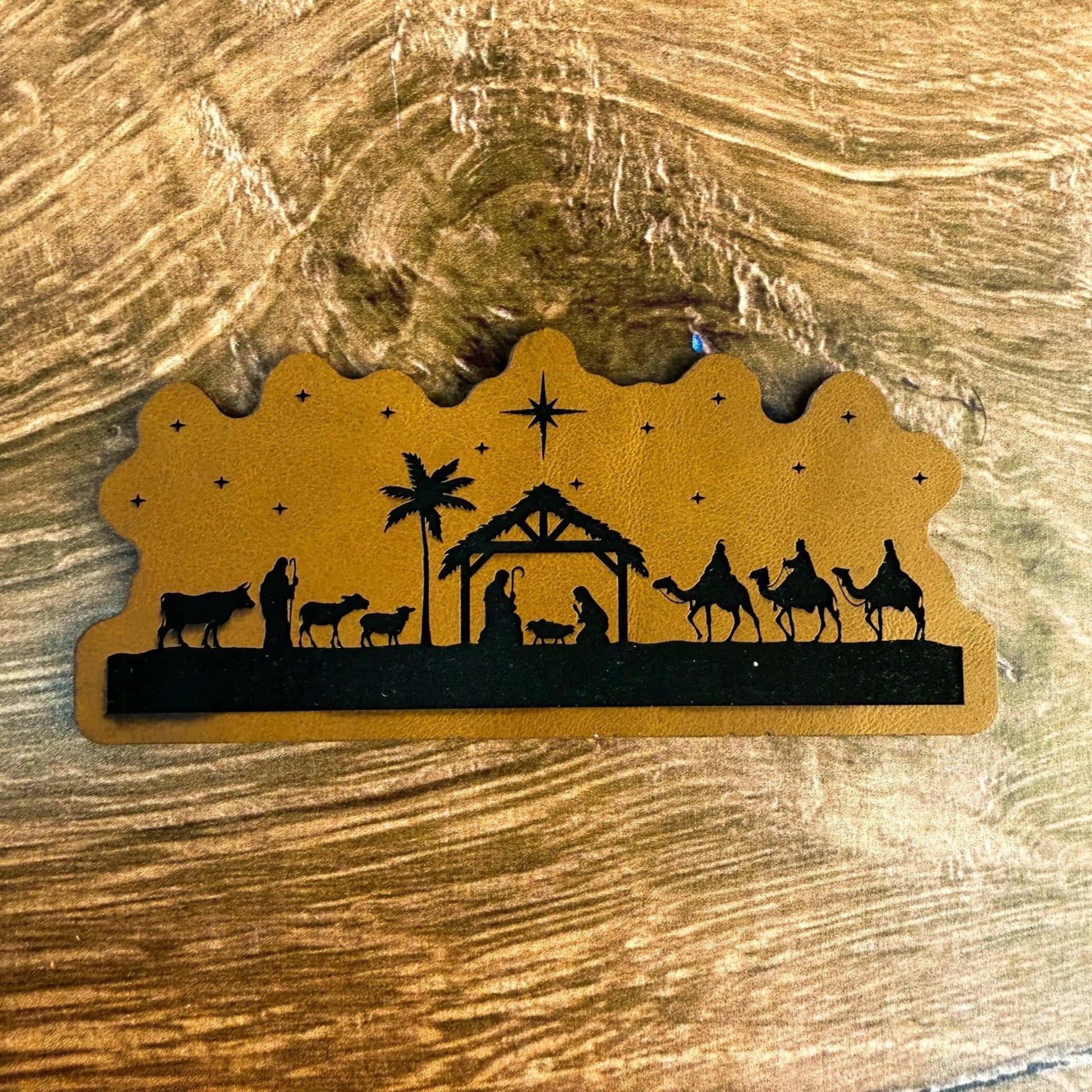 Nativity Wisemen Patch – Laser Engraved Leather Patch - LoneStar Adhesive