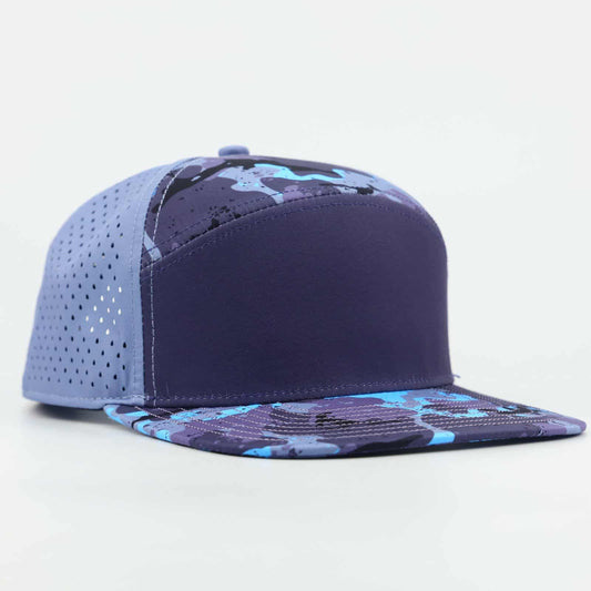 navy blue front with camo top and bill with blue back - LoneStar Adhesive