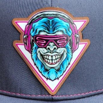 Neon Monkey UV Printed Leatherette Hat Patch - MR01 - LoneStar Adhesive