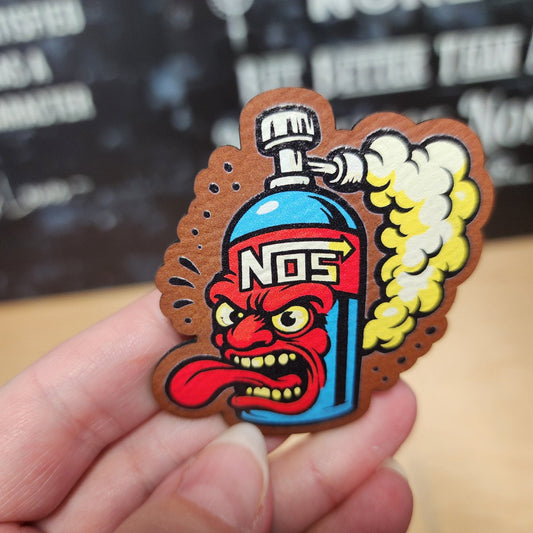 Nitrous Oxide Rage Face UV Printed Leatherette Hat Patch - MR01 - LoneStar Adhesive