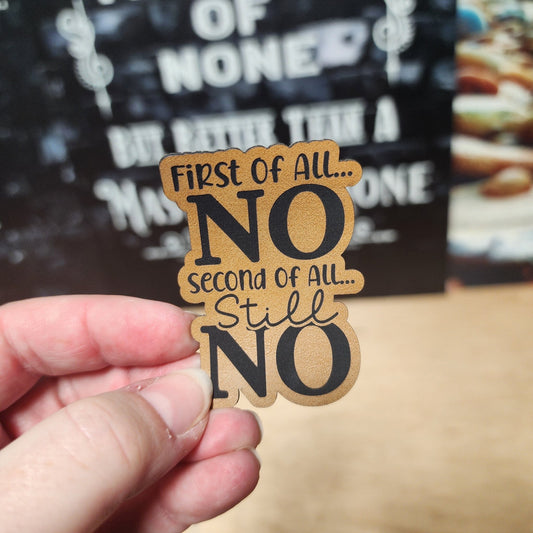 No and No (Saddle Tan) Engraved Leatherette Hat Patch - MR01 - LoneStar Adhesive