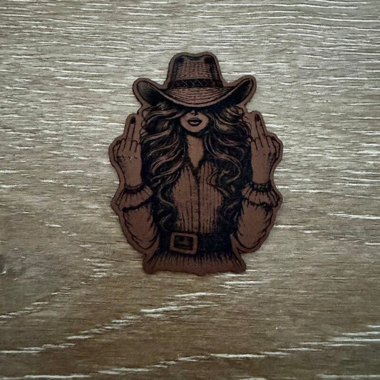 No Apologies Outlaw Cowgirl Leatherette Iron-On Patch - #LoneStar Adhesive#