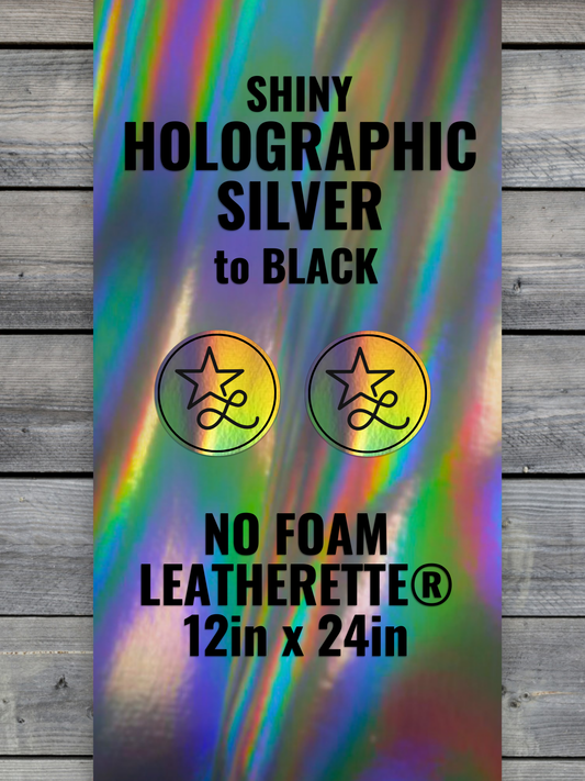 NO - FOAM SHINY Holographic/Black Durra - Bull Leatherette Sheets (12x24) - LoneStar Adhesive