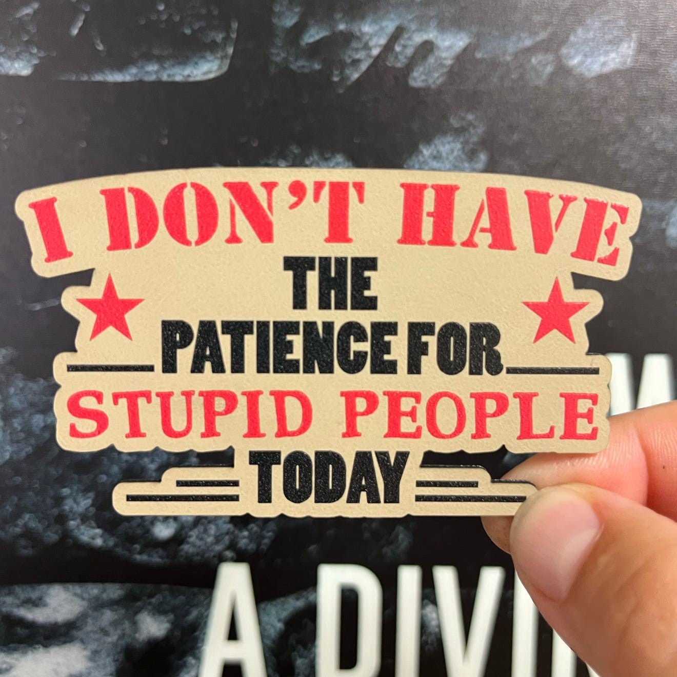 No Patience for Stupidity UV Printed Leatherette Hat Patch - MR01 - LoneStar Adhesive