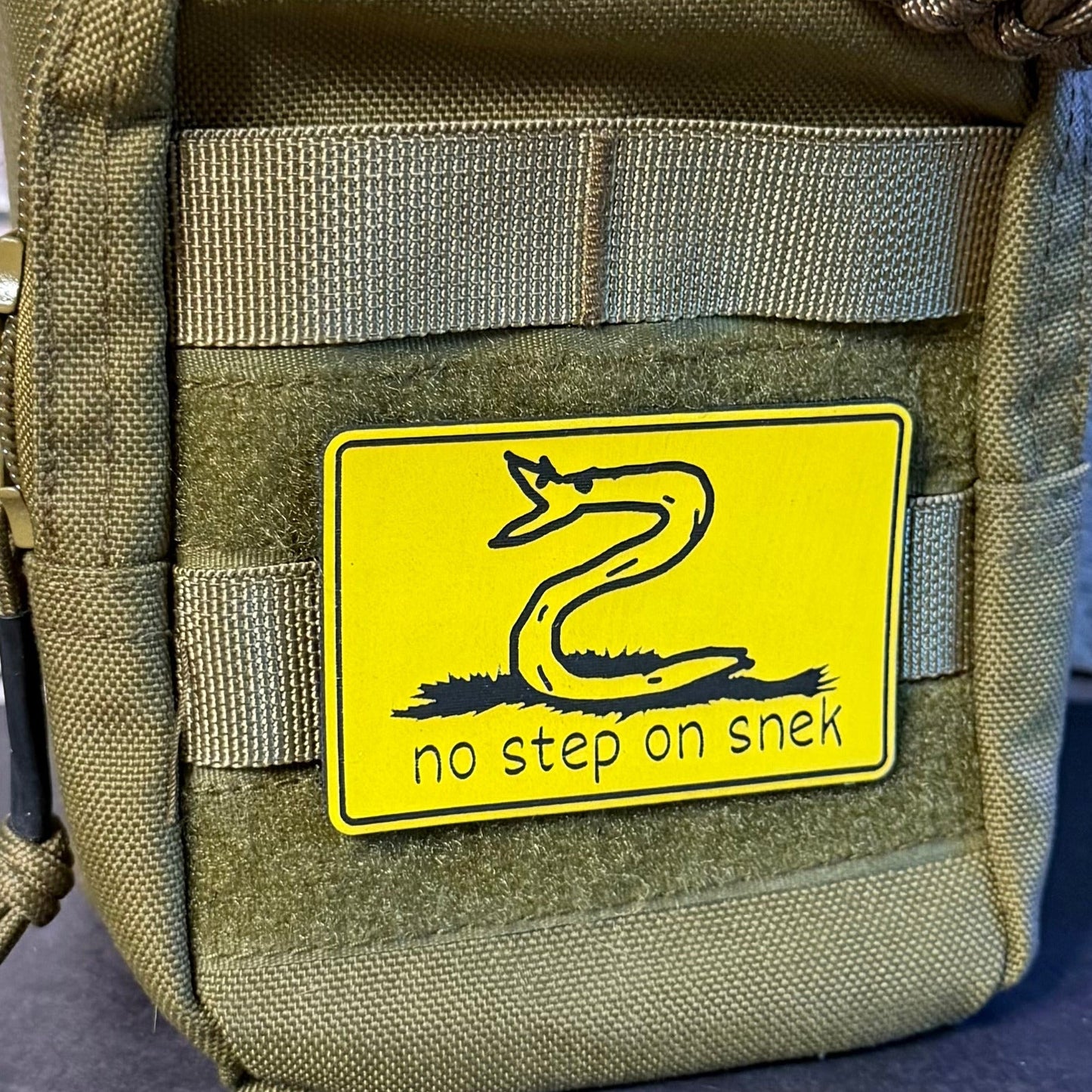No Step On Snek Funny Morale Patch 2"x3" Hook & Loop | Made in USA - LoneStar Adhesive