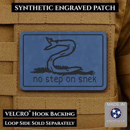 No Step On Snek Funny Morale Patch, 2x3" | Made in USA | VELCRO® Brand Hook Backing - LoneStar Adhesive