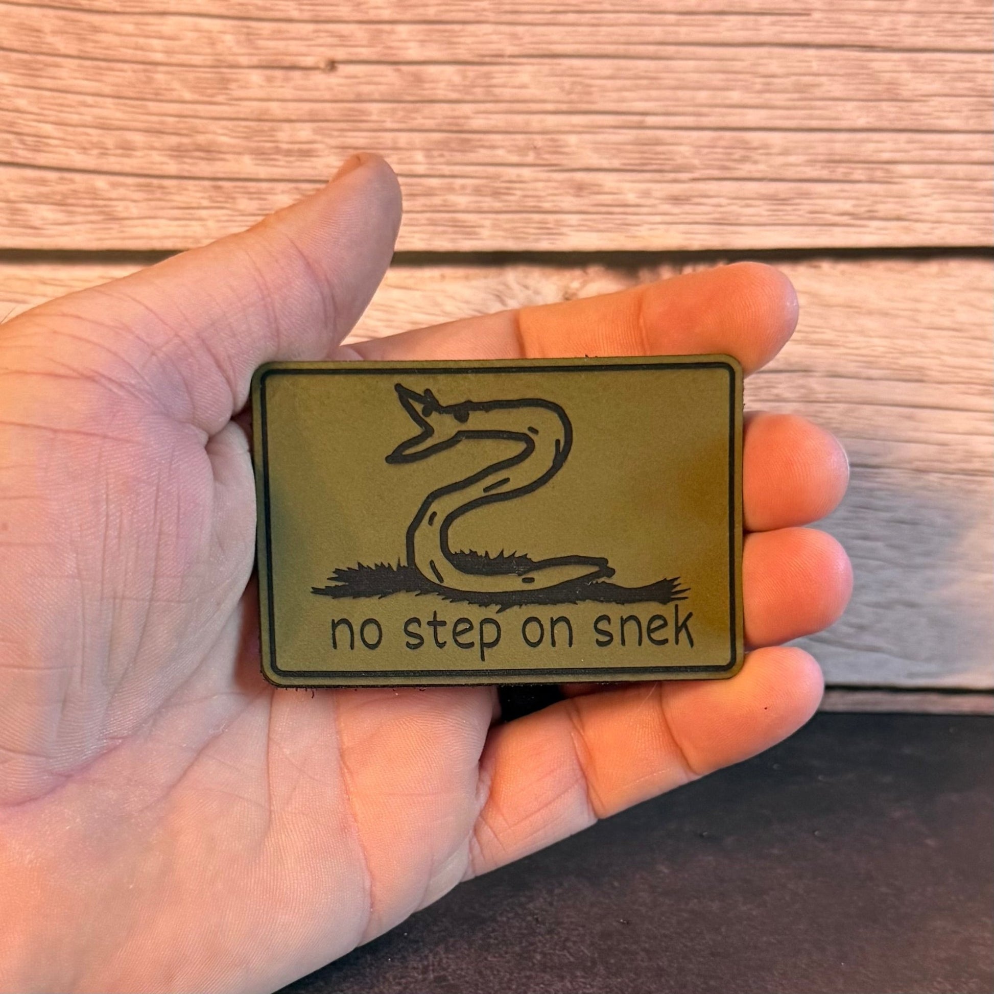 No Step On Snek Funny Morale Patch, 2x3" | Made in USA | VELCRO® Brand Hook Backing - LoneStar Adhesive