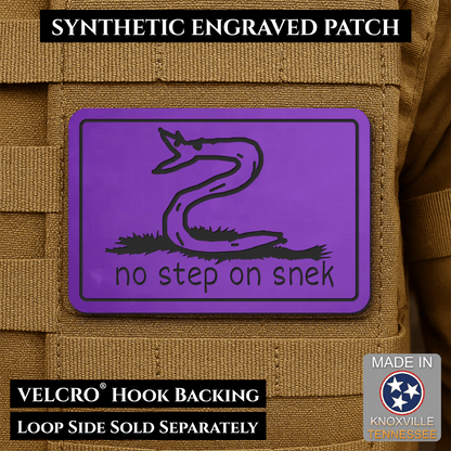 No Step On Snek Funny Morale Patch, 2x3" | Made in USA | VELCRO® Brand Hook Backing - LoneStar Adhesive