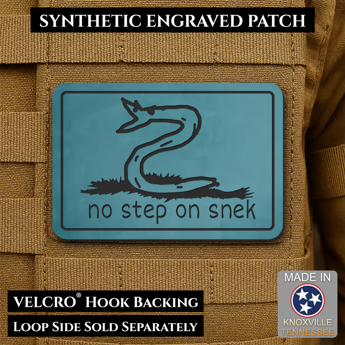 No Step On Snek Funny Morale Patch, 2x3" | Made in USA | VELCRO® Brand Hook Backing - LoneStar Adhesive