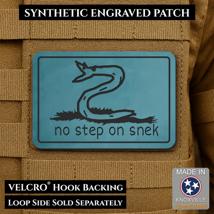 No Step On Snek Funny Morale Patch, 2x3" | Made in USA | VELCRO® Brand Hook Backing - LoneStar Adhesive