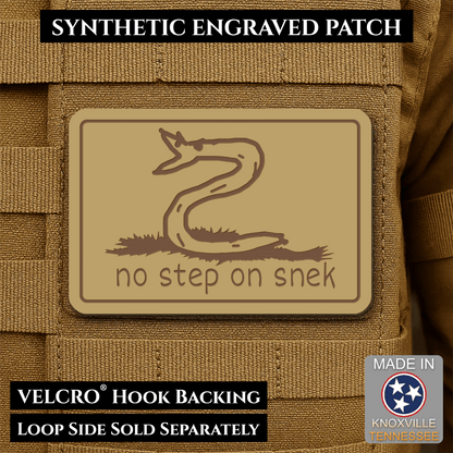 No Step On Snek Funny Morale Patch, 2x3" | Made in USA | VELCRO® Brand Hook Backing - LoneStar Adhesive