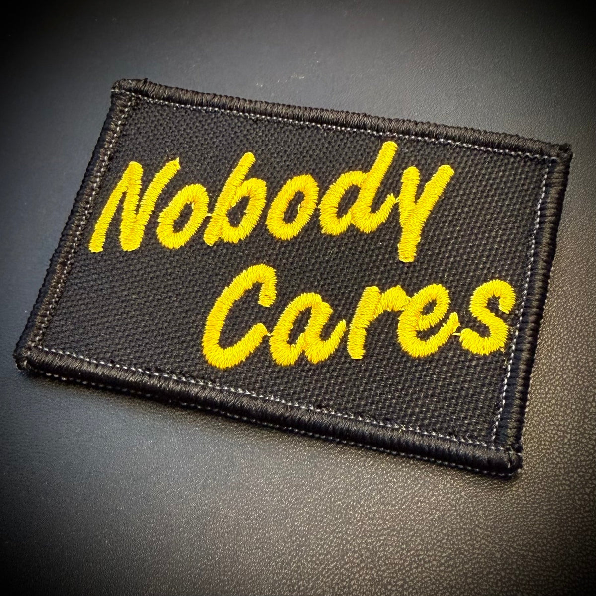 Nobody Cares Funny Embroidered Morale Patch, 2x3" | VELCRO® Brand Hook Backing - #LoneStar Adhesive#