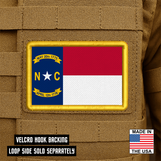 North Carolina State Flag Patch 2"x3" Hook & Loop | Made in USA | Pro - Print Full Color & Tactical Options - LoneStar Adhesive