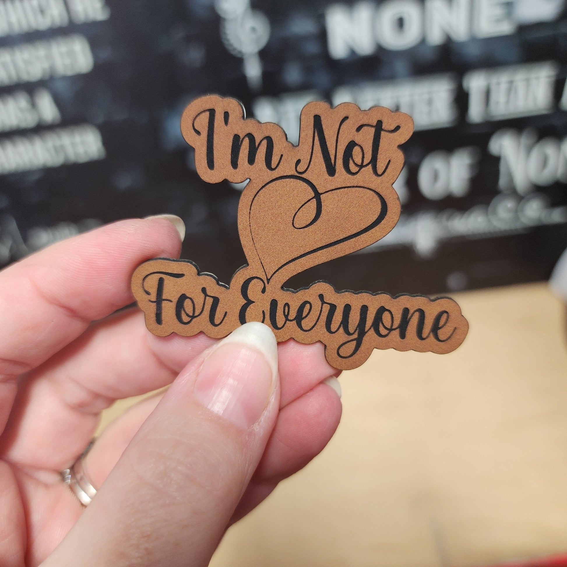 Not For Everyone (Rawhide) Engraved Leatherette Hat Patch - MR01 - LoneStar Adhesive