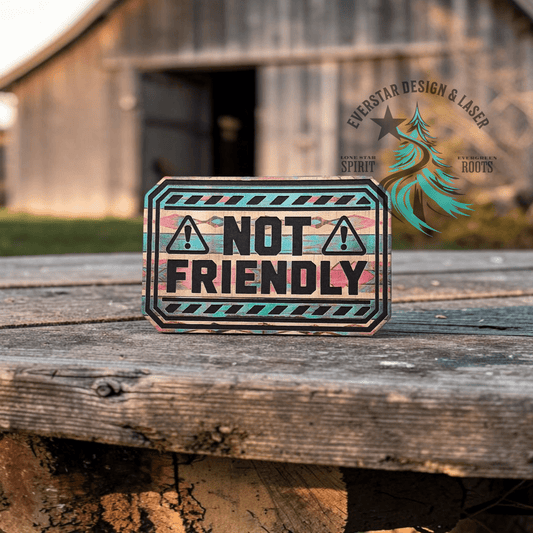 Not Friendly UV Printed Retro Rodeo Leather Patch - LoneStar Adhesive