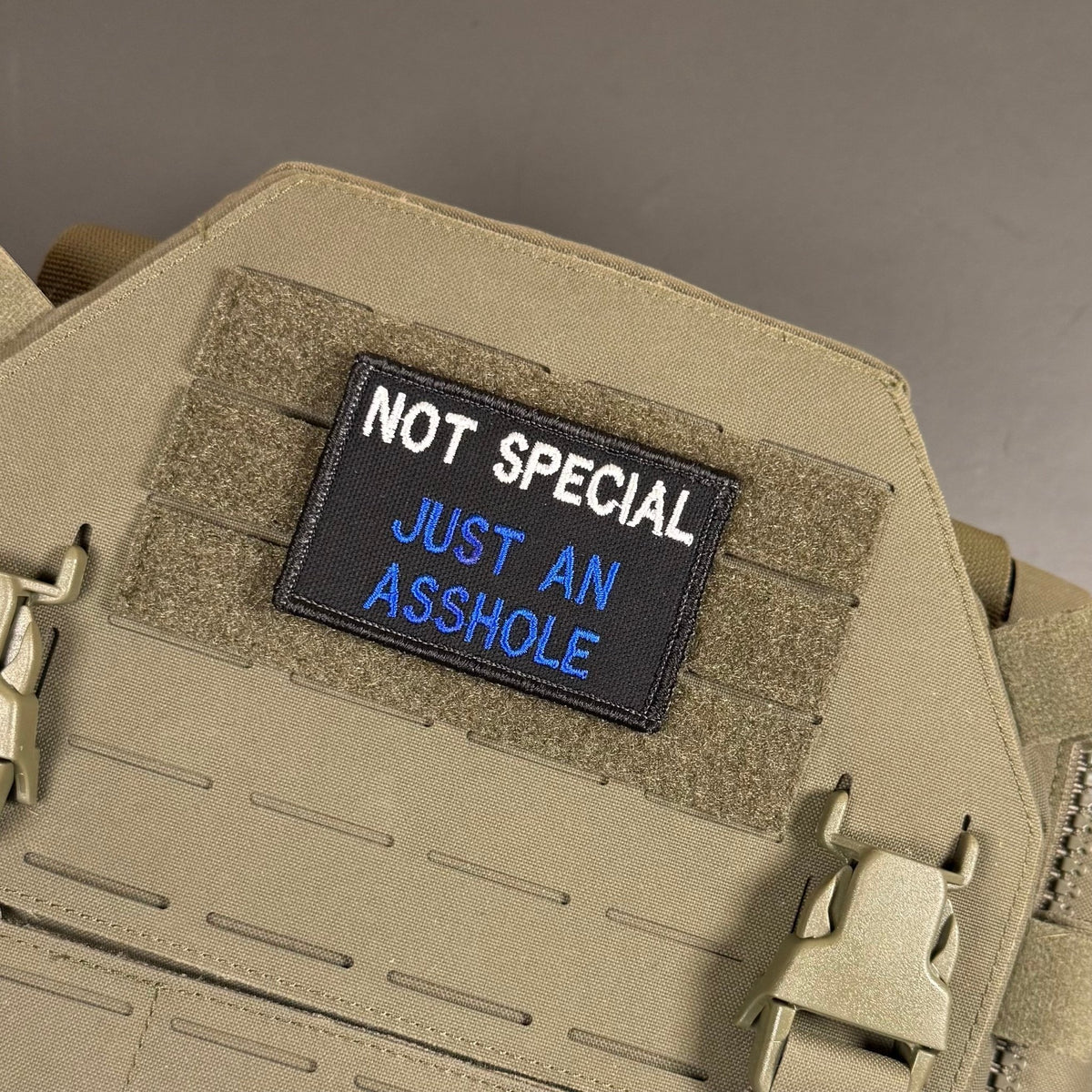 Not Special, Just An Asshole Funny Morale Patch, 2x3" | Made in USA | VELCRO® Brand Hook Backing - LoneStar Adhesive