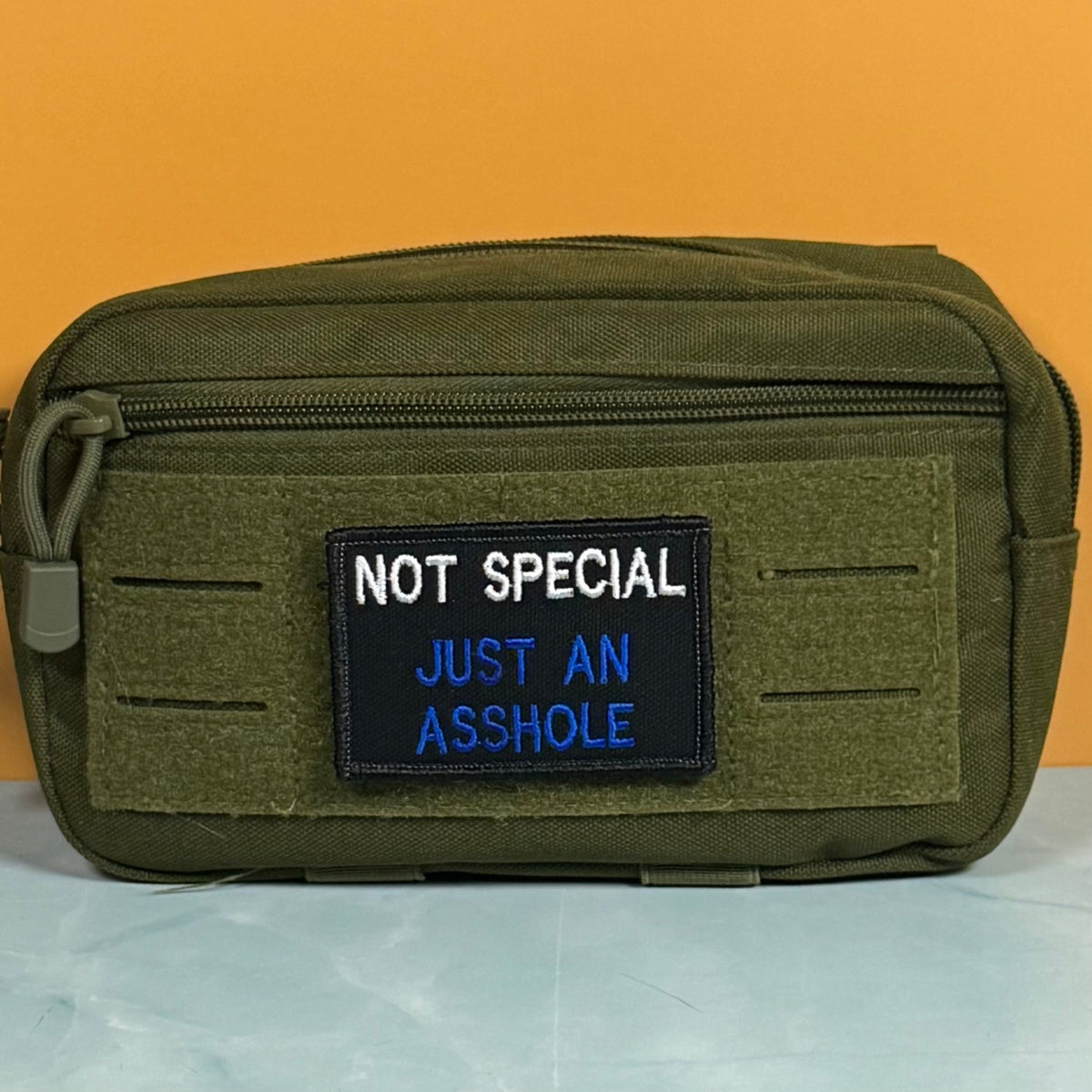 Not Special, Just An Asshole Funny Morale Patch, 2x3" | Made in USA | VELCRO® Brand Hook Backing - LoneStar Adhesive