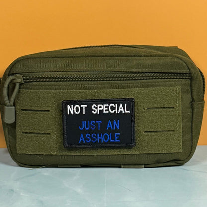 Not Special, Just An Asshole Funny Morale Patch, 2x3" | Made in USA | VELCRO® Brand Hook Backing - LoneStar Adhesive