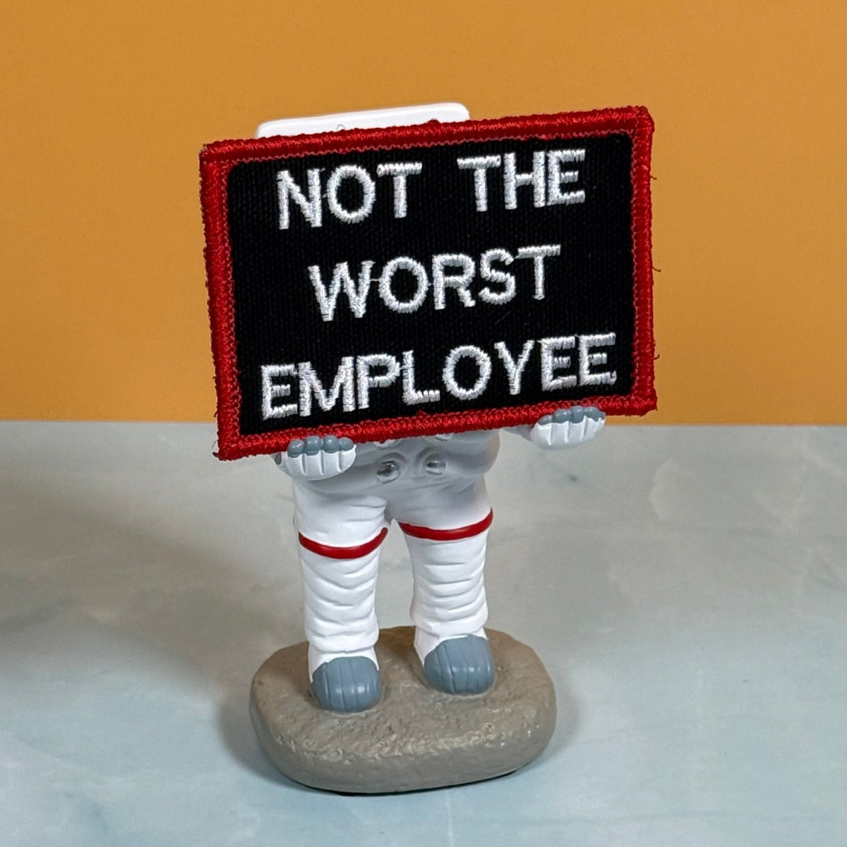 Not The Worst Employee Funny Morale Patch, 2x3" | Made in USA | VELCRO® Brand Hook Backing - LoneStar Adhesive