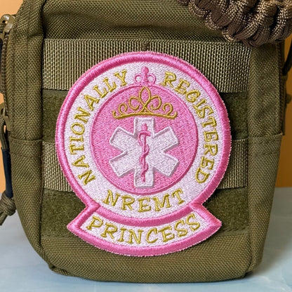 NREMT Princess Funny Medic Embroidered Morale Patch, 3.3x4" | VELCRO® Brand Hook Backing - #LoneStar Adhesive#
