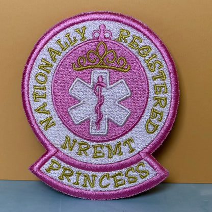 NREMT Princess Funny Medic Embroidered Morale Patch, 3.3x4" | VELCRO® Brand Hook Backing - #LoneStar Adhesive#
