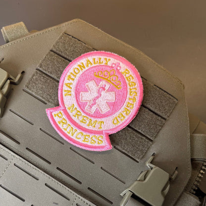 NREMT Princess Funny Medic Embroidered Morale Patch, 3.3x4" | VELCRO® Brand Hook Backing - #LoneStar Adhesive#