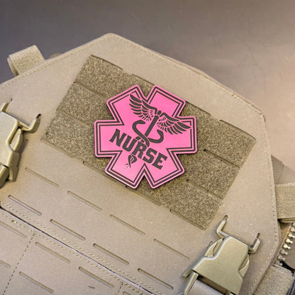 Nurse - Star of Life Morale Patch, 3x3" | Made in USA | VELCRO® Brand Hook Backing - #LoneStar Adhesive#