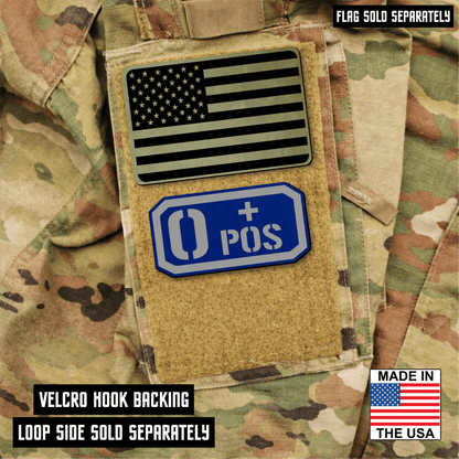 O Positive Blood Type Patch – Engraved Synthetic Material 1.25" x 2.5" Hook & Loop | 24 Color Options - LoneStar Adhesive