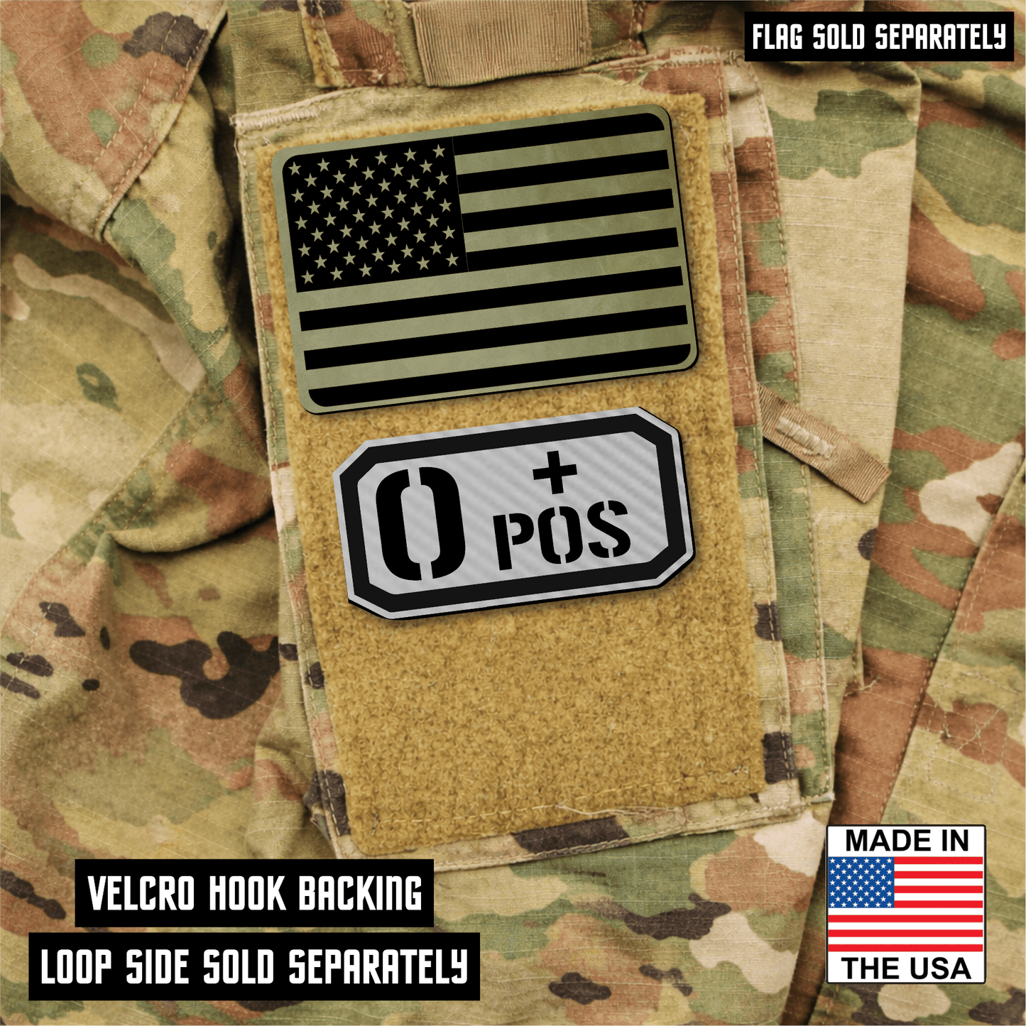 O Positive Blood Type Patch – Engraved Synthetic Material 1.25" x 2.5" Hook & Loop | 24 Color Options - LoneStar Adhesive