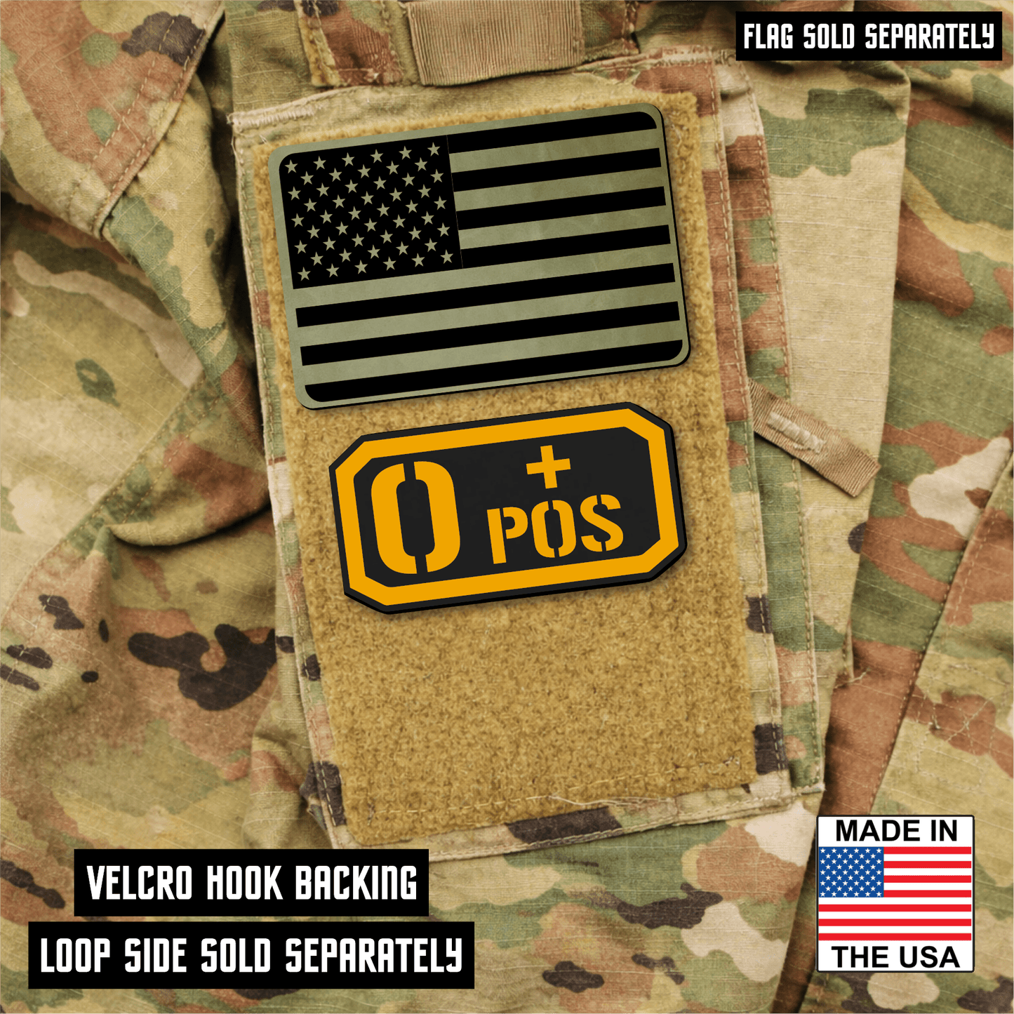 O Positive Blood Type Patch – Engraved Synthetic Material 1.25" x 2.5" Hook & Loop | 24 Color Options - LoneStar Adhesive