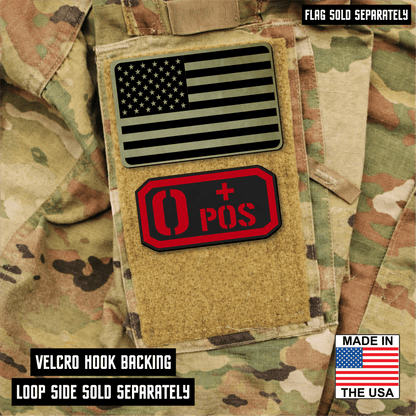 O Positive Blood Type Patch – Engraved Synthetic Material 1.25" x 2.5" Hook & Loop | 24 Color Options - LoneStar Adhesive