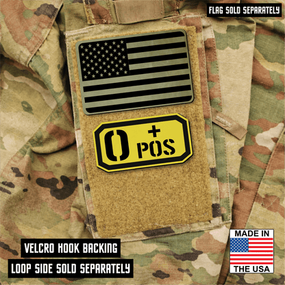 O Positive Blood Type Patch – Engraved Synthetic Material 1.25" x 2.5" Hook & Loop | 24 Color Options - LoneStar Adhesive