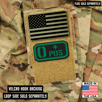 O Positive Blood Type Patch – Engraved Synthetic Material 1.25" x 2.5" Hook & Loop | 24 Color Options - LoneStar Adhesive