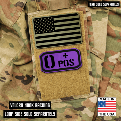 O Positive Blood Type Patch – Engraved Synthetic Material 1.25" x 2.5" Hook & Loop | 24 Color Options - LoneStar Adhesive