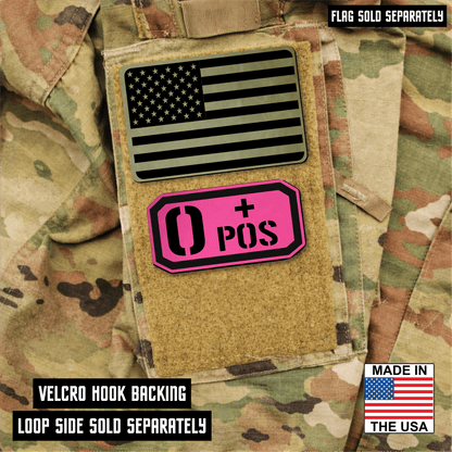 O Positive Blood Type Patch – Engraved Synthetic Material 1.25" x 2.5" Hook & Loop | 24 Color Options - LoneStar Adhesive