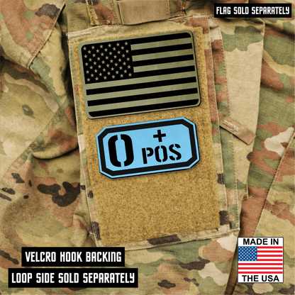 O Positive Blood Type Patch – Engraved Synthetic Material 1.25" x 2.5" Hook & Loop | 24 Color Options - LoneStar Adhesive