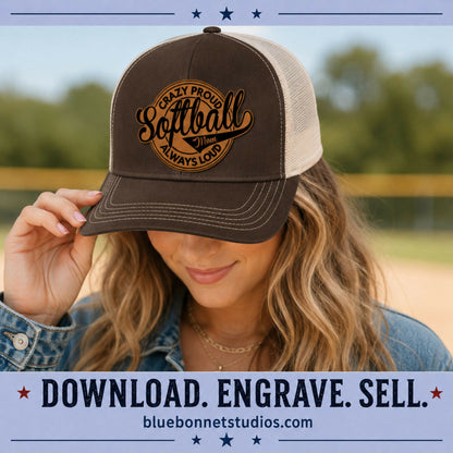 Baseball Softball Patch SVG Bundle, Crazy Proud Always Loud Hat Patch Files, Mom Dad Mama Papa Grandma, Laser Ready SVG XS PNG PDF Digital Download