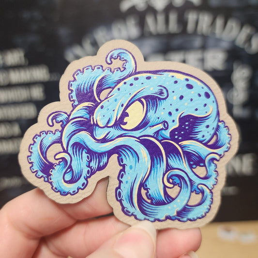 Ocean Octopus UV Printed Leatherette Hat Patch - MR01 - LoneStar Adhesive