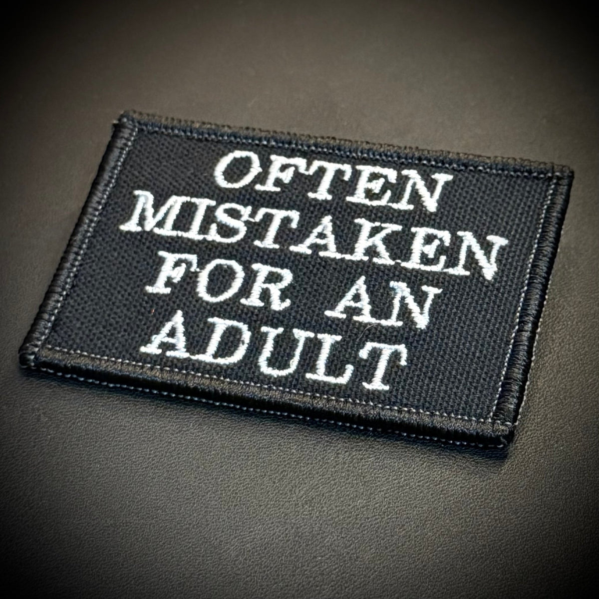 Often Mistaken For An Adult Funny Embroidered Morale Patch, 2x3" | VELCRO® Brand Hook Backing - #LoneStar Adhesive#